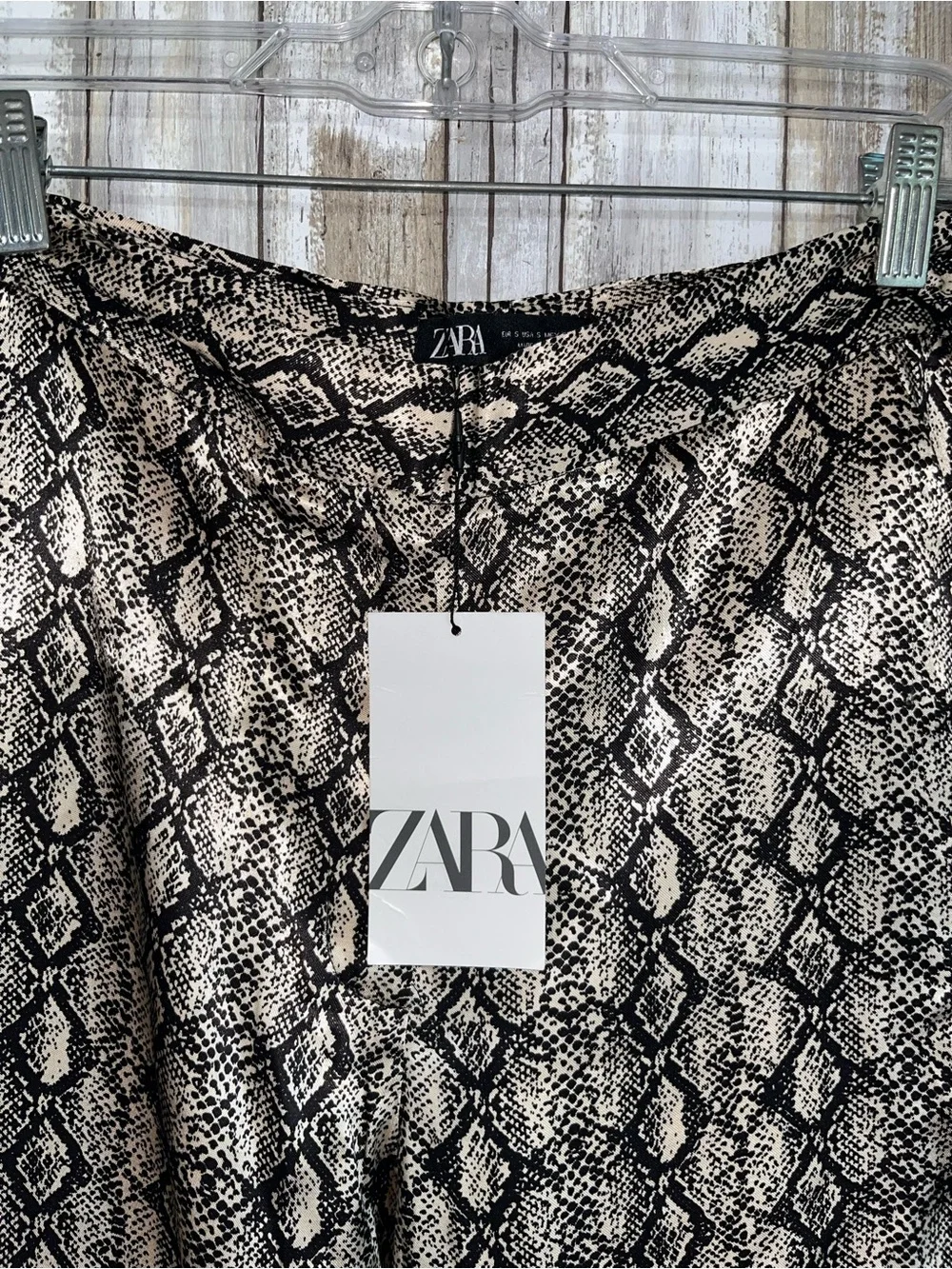 Zara Snakeskin Print Wide Leg Pants High Rise Size S NWT